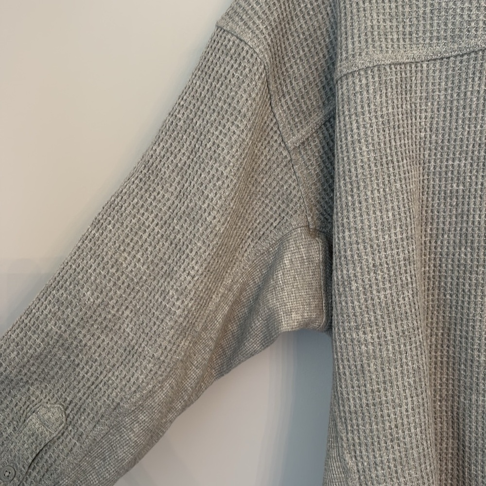 Aerie Grey Oversized Waffle Knit Button Up Size Medium - Picture 8 of 9